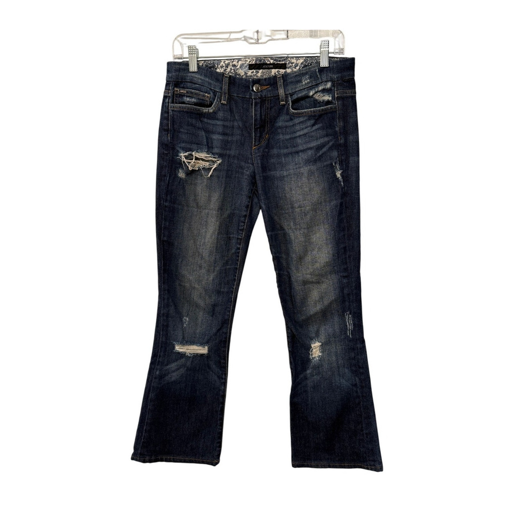 Anthropologie 28 Joes Jeans The Rocker Distressed Bootcut Stretch Denim Cropped - Picture 1 of 6